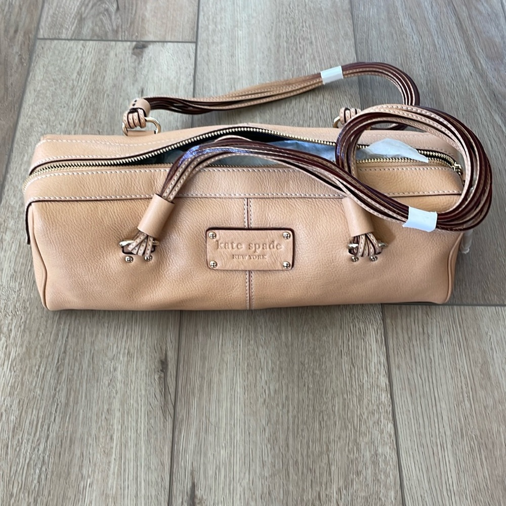kate spade Pebbled Leather Satchel in Light Tan